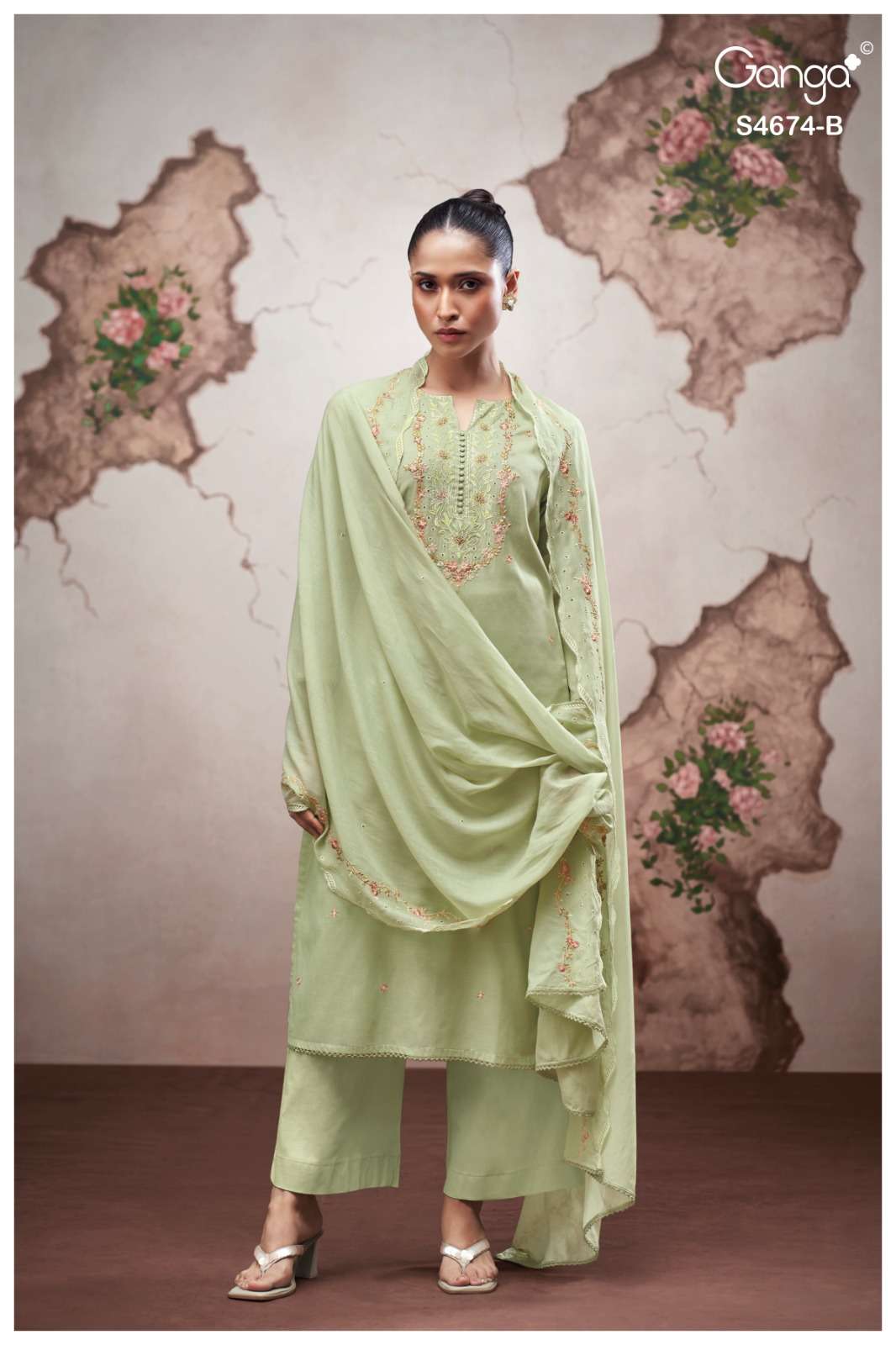 Ganga Fashion Dairel 4674 Bemberg Mul Dress Material Wholesale - Amrah Wholesale