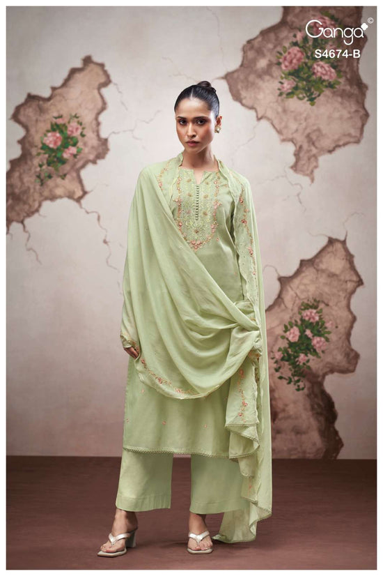 Ganga Fashion Dairel 4674 Bemberg Mul Dress Material Wholesale - Amrah Wholesale