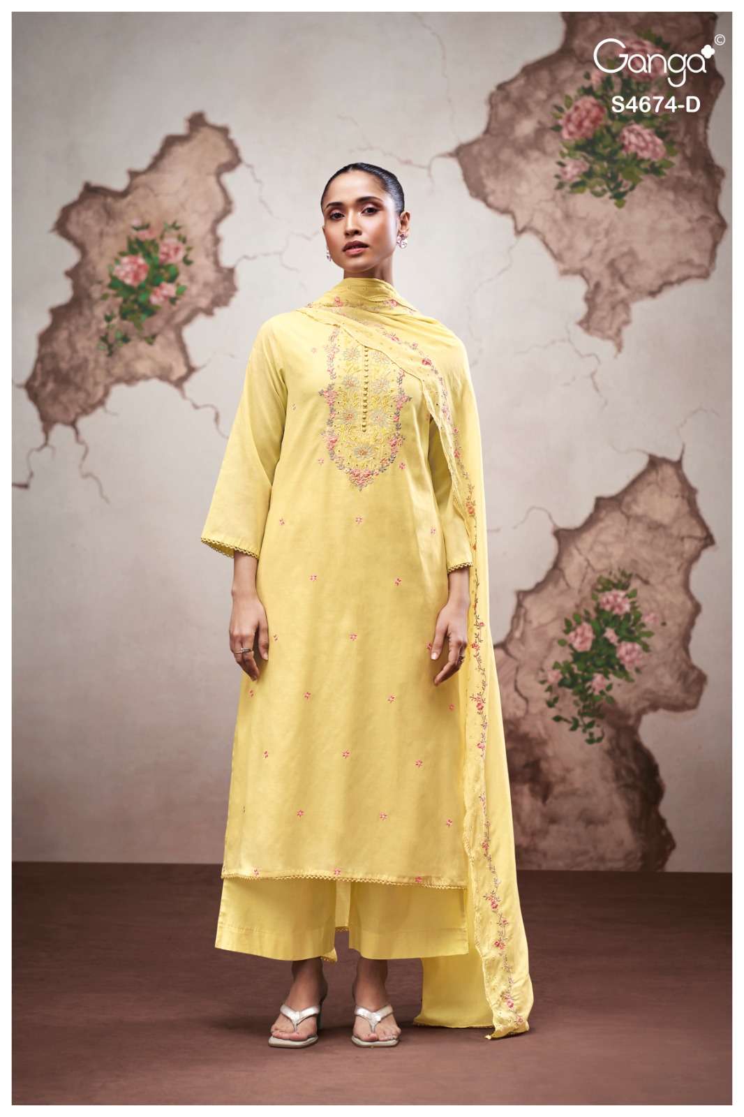 Ganga Fashion Dairel 4674 Bemberg Mul Dress Material Wholesale - Amrah Wholesale