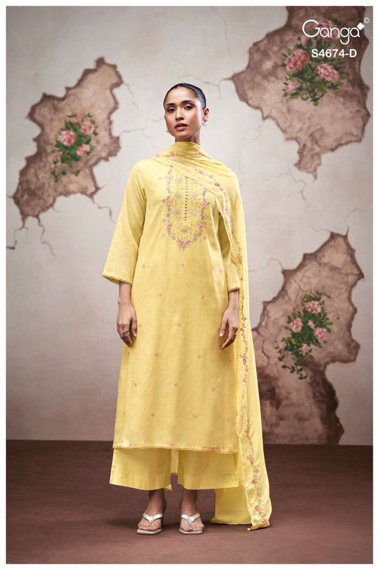Ganga Fashion Dairel 4674 Bemberg Mul Dress Material Wholesale - Amrah Wholesale