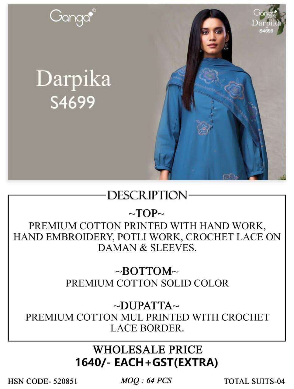Ganga Fashion Darpika 4699 Premium Cotton Dress Material - Amrah Wholesale