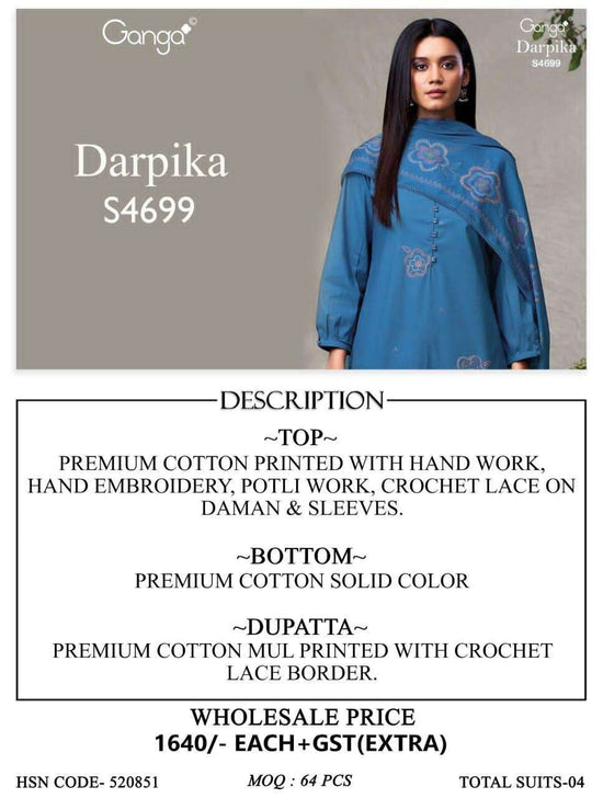 Ganga Fashion Darpika 4699 Premium Cotton Dress Material - Amrah Wholesale