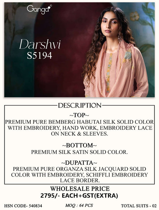 Ganga Fashion Darshvi 5194 Premium Bemberg Silk Dress Material