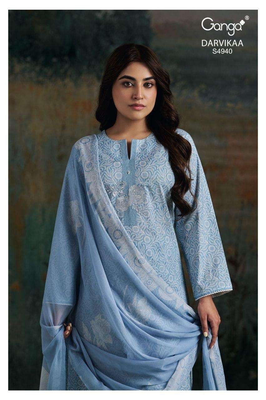 Ganga Fashion Darvikaa 4940 Premium Cotton Dress Material - Amrah Wholesale