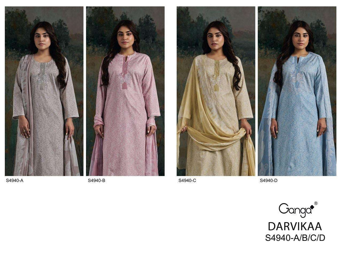 Ganga Fashion Darvikaa 4940 Premium Cotton Dress Material - Amrah Wholesale