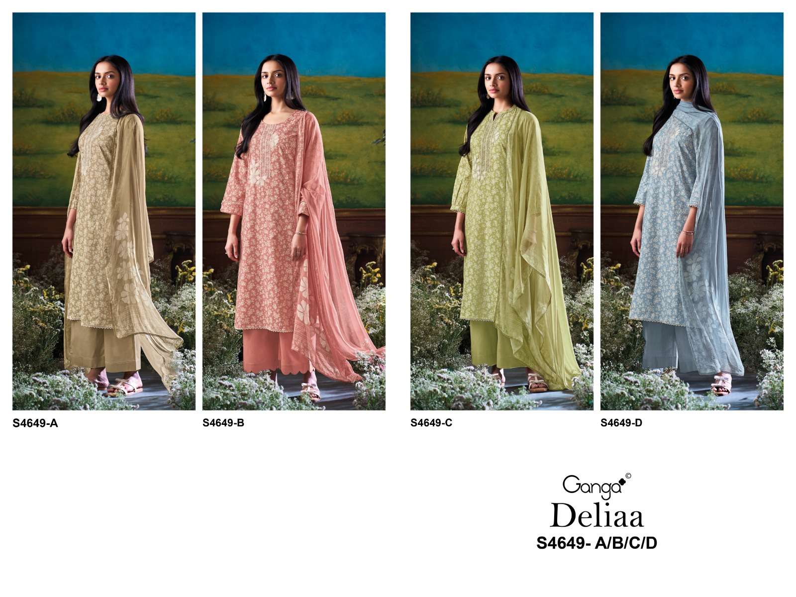 Ganga Fashion Deliaa 4649 Cotton Printed Dress Material Wholesale - Amrah Wholesale