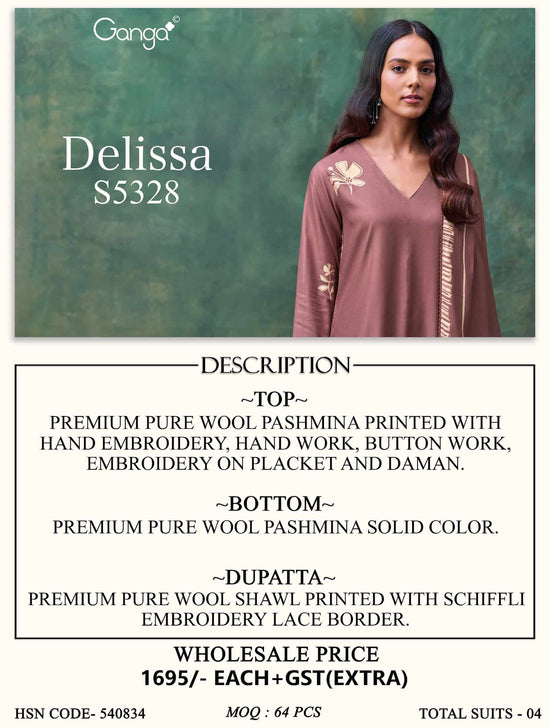 Ganga Fashion Delissa 5328 Winter Collection Premium Wool Pashmina Suits