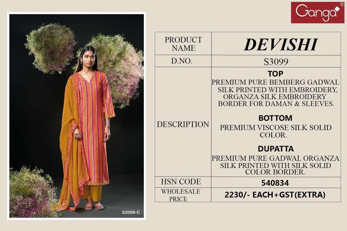 Ganga Fashion Devishi 3099 Premium Gadhwal Silk Dress Material - Amrah Wholesale