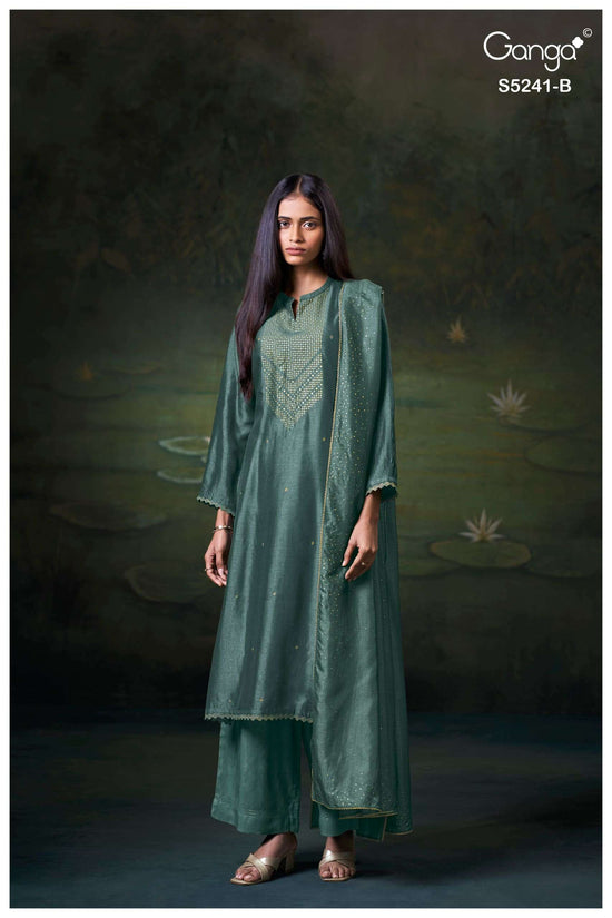 Ganga Fashion Deymth 5241 Bemberg Raw Silk Dress Material