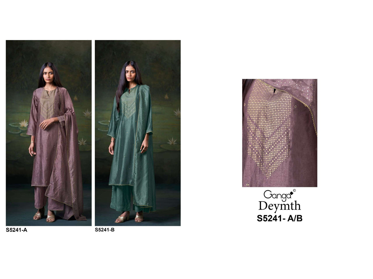 Ganga Fashion Deymth 5241 Bemberg Raw Silk Dress Material