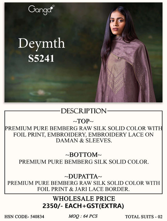 Ganga Fashion Deymth 5241 Bemberg Raw Silk Dress Material