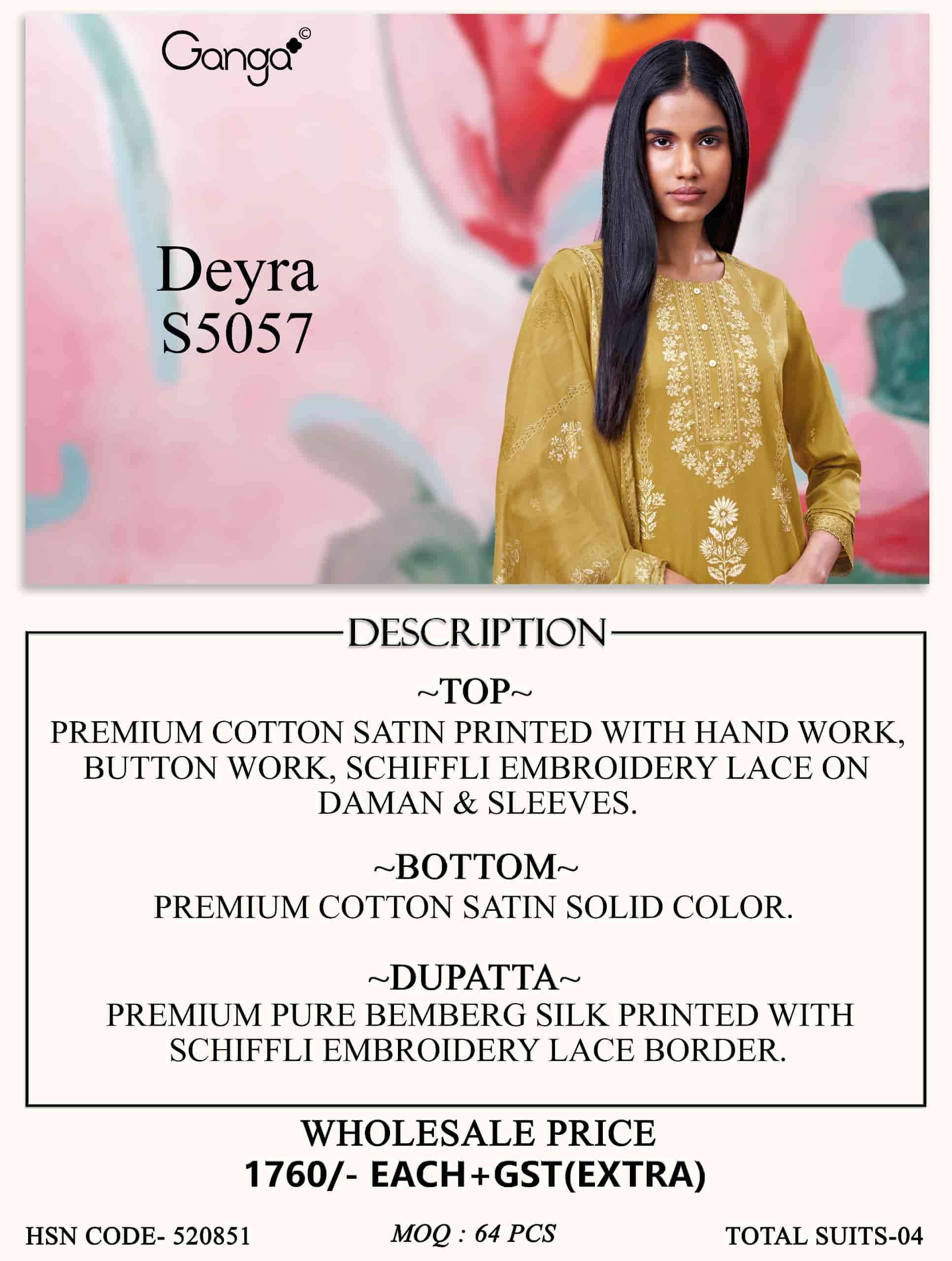 Ganga Fashion Deyra 5057 Premium Cotton Satin Dress Material