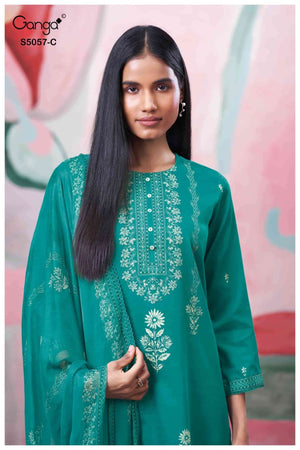 Ganga Fashion Deyra 5057 Premium Cotton Satin Dress Material - Amrah Wholesale