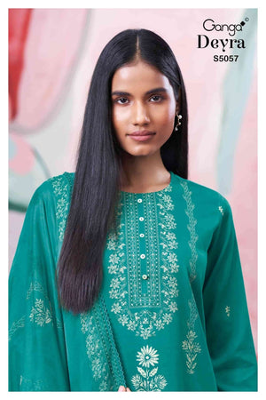 Ganga Fashion Deyra 5057 Premium Cotton Satin Dress Material - Amrah Wholesale