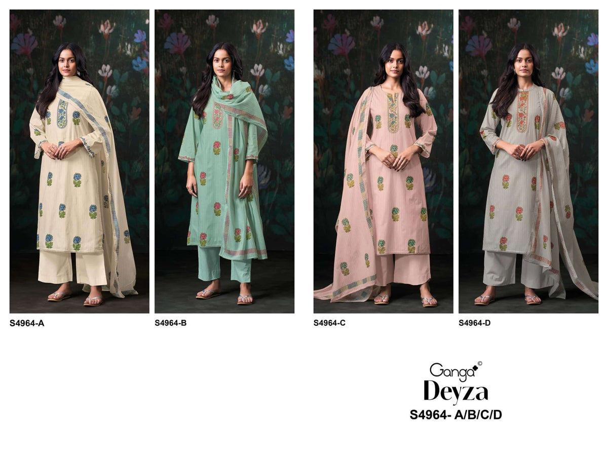 Ganga Fashion Deyza 4964 Premium Cotton Dress Material - Amrah Wholesale