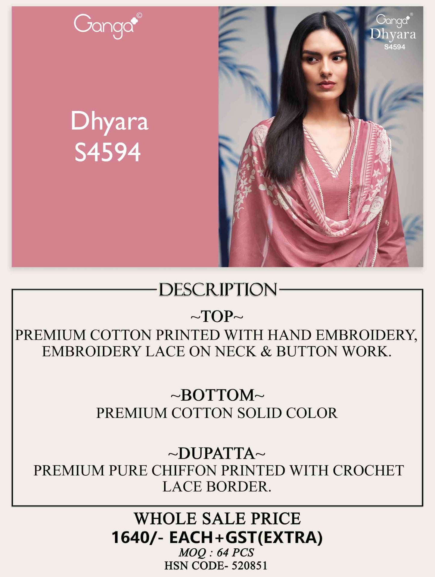 Ganga Fashion Dhyara 4594 - Amrah Wholesale