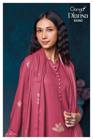 Ganga Fashion Diansa 5362 Pure Wool Pashmina Printed Dress Material