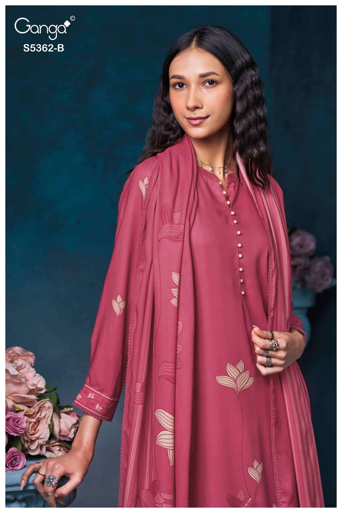 Ganga Fashion Diansa 5362 Pure Wool Pashmina Printed Dress Material