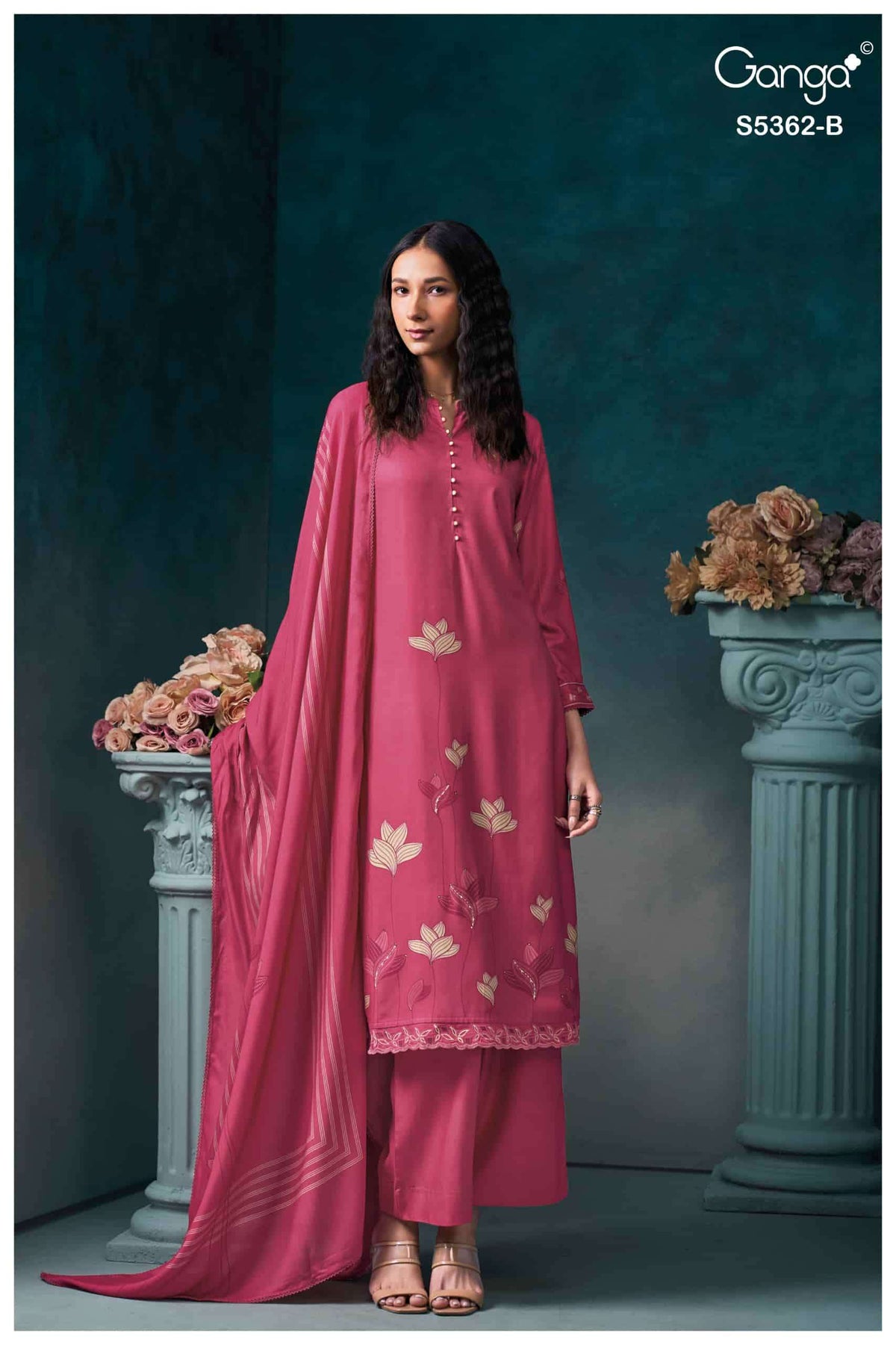 Ganga Fashion Diansa 5362 Pure Wool Pashmina Printed Dress Material