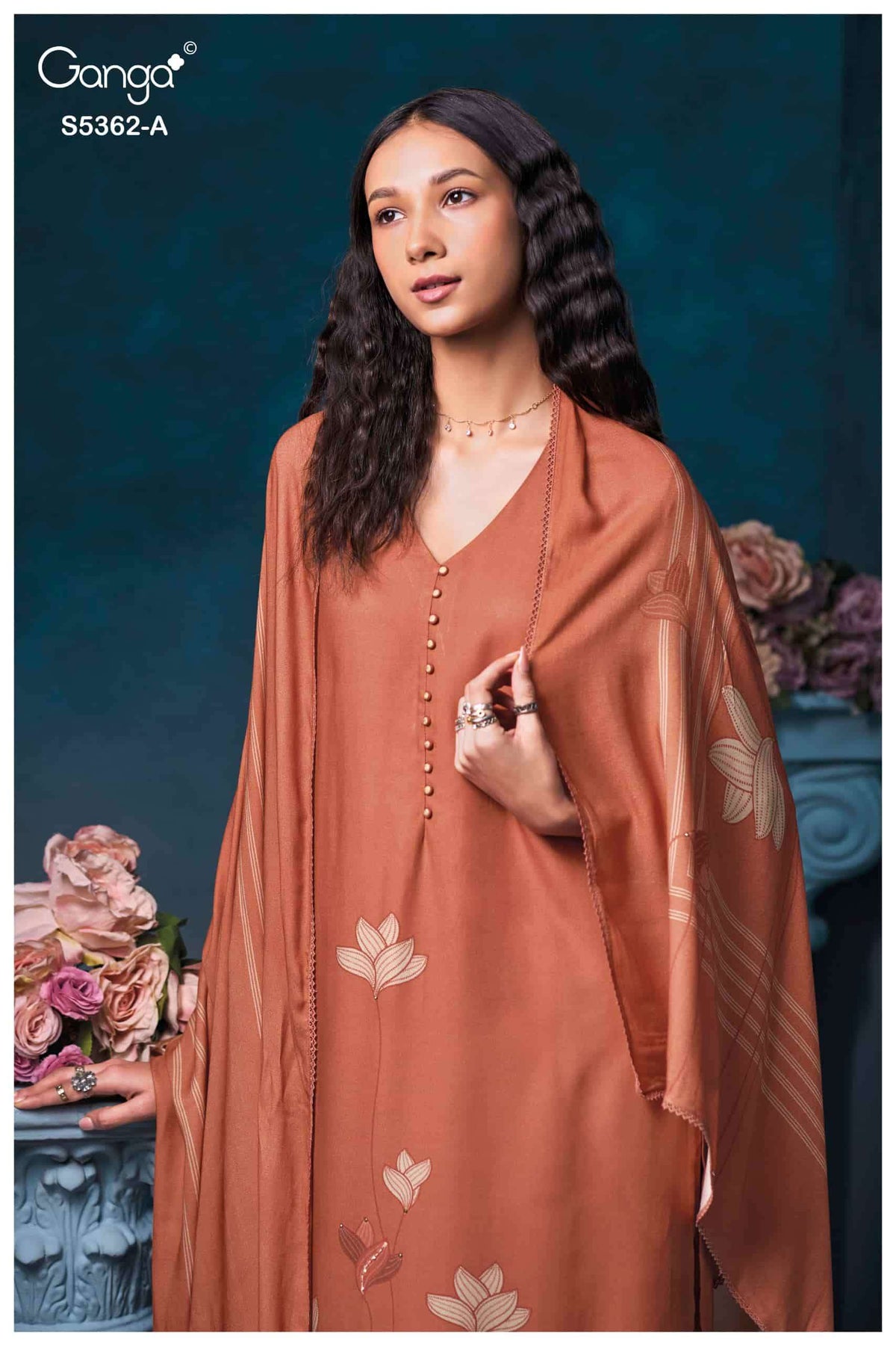 Ganga Fashion Diansa 5362 Pure Wool Pashmina Printed Dress Material