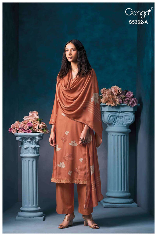 Ganga Fashion Diansa 5362 Pure Wool Pashmina Printed Dress Material