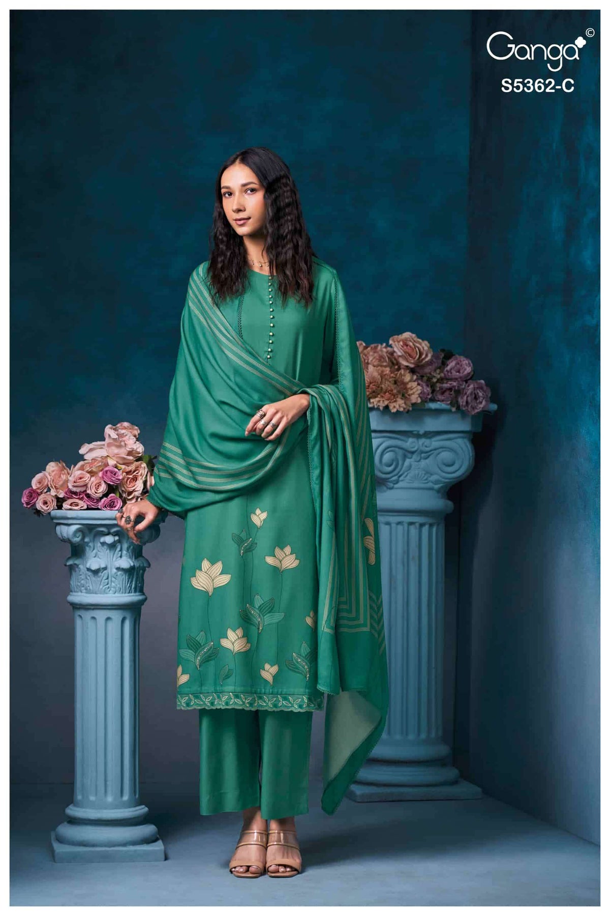Ganga Fashion Diansa 5362 Pure Wool Pashmina Printed Dress Material