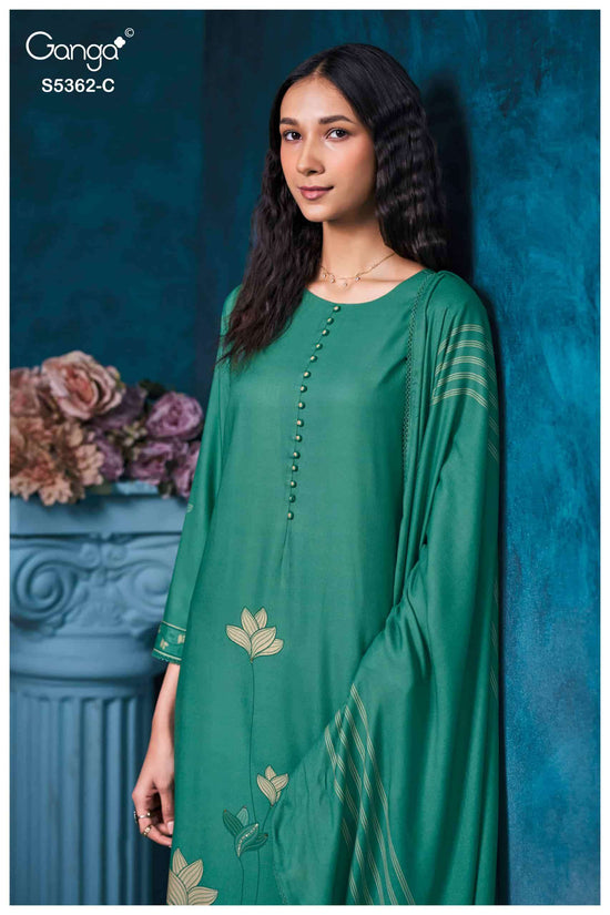 Ganga Fashion Diansa 5362 Pure Wool Pashmina Printed Dress Material