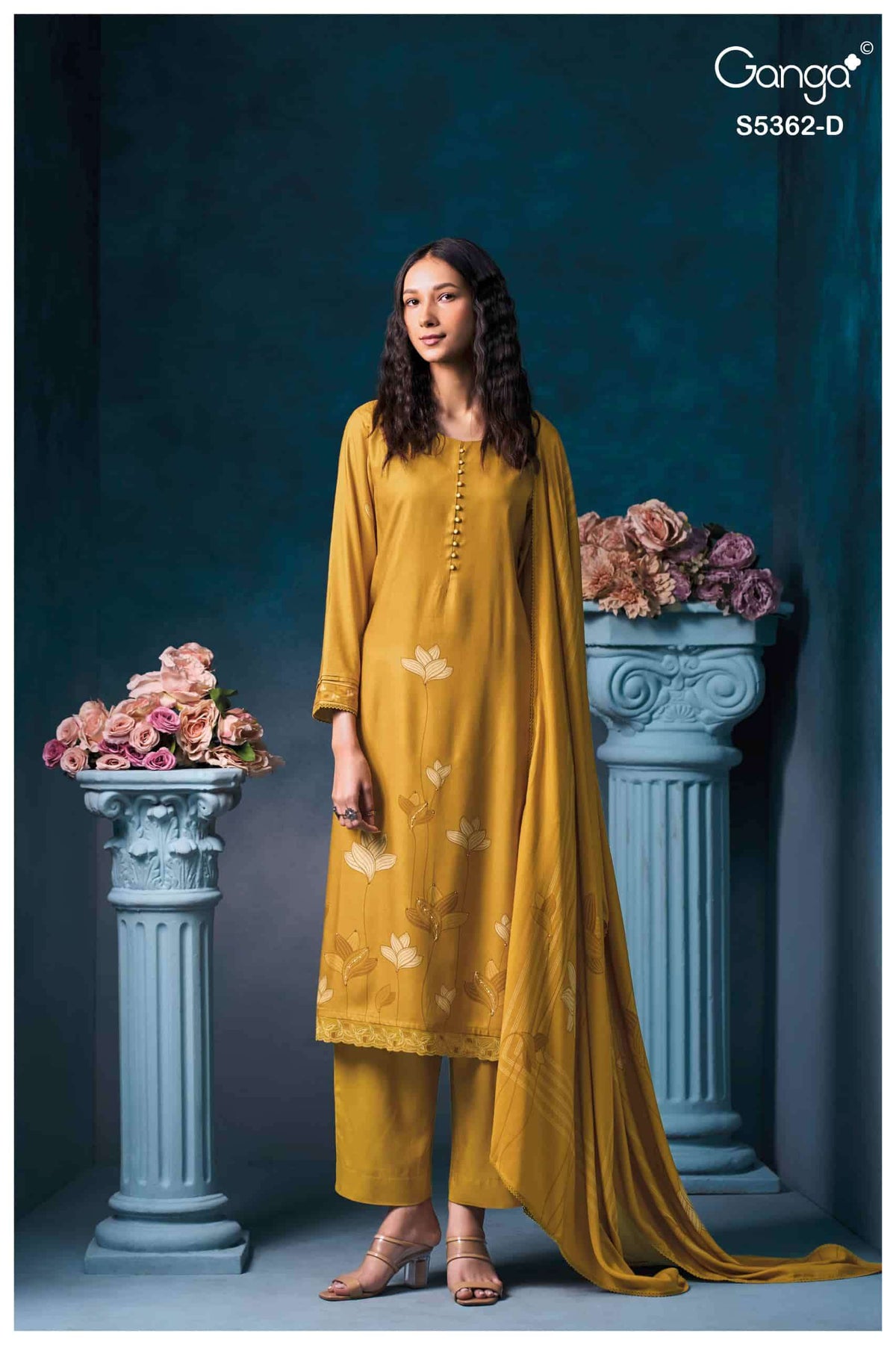 Ganga Fashion Diansa 5362 Pure Wool Pashmina Printed Dress Material