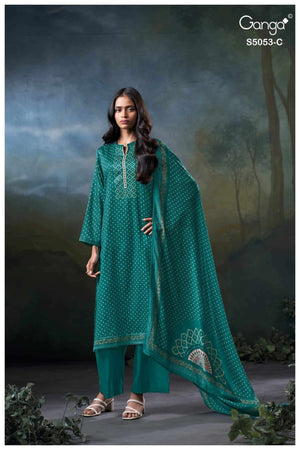 Ganga Fashion Diantha 5053 Premium Cotton Satin Dress Material - Amrah Wholesale