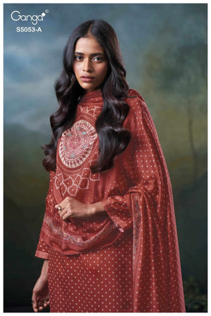 Ganga Fashion Diantha 5053 Premium Cotton Satin Dress Material - Amrah Wholesale