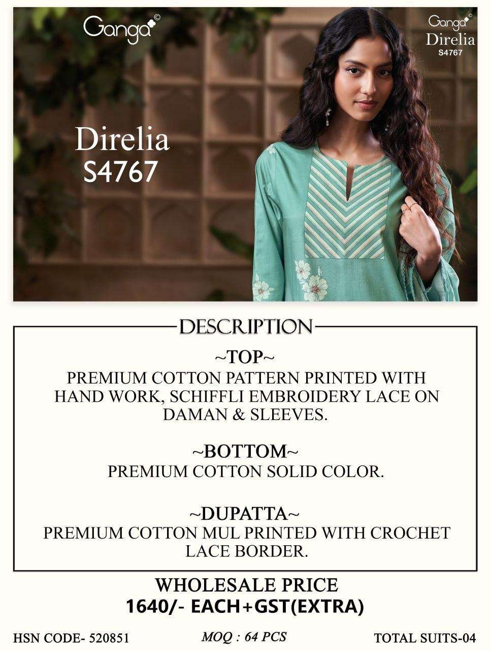 Ganga Fashion Direlia 4767 Premium Cotton Dress Material