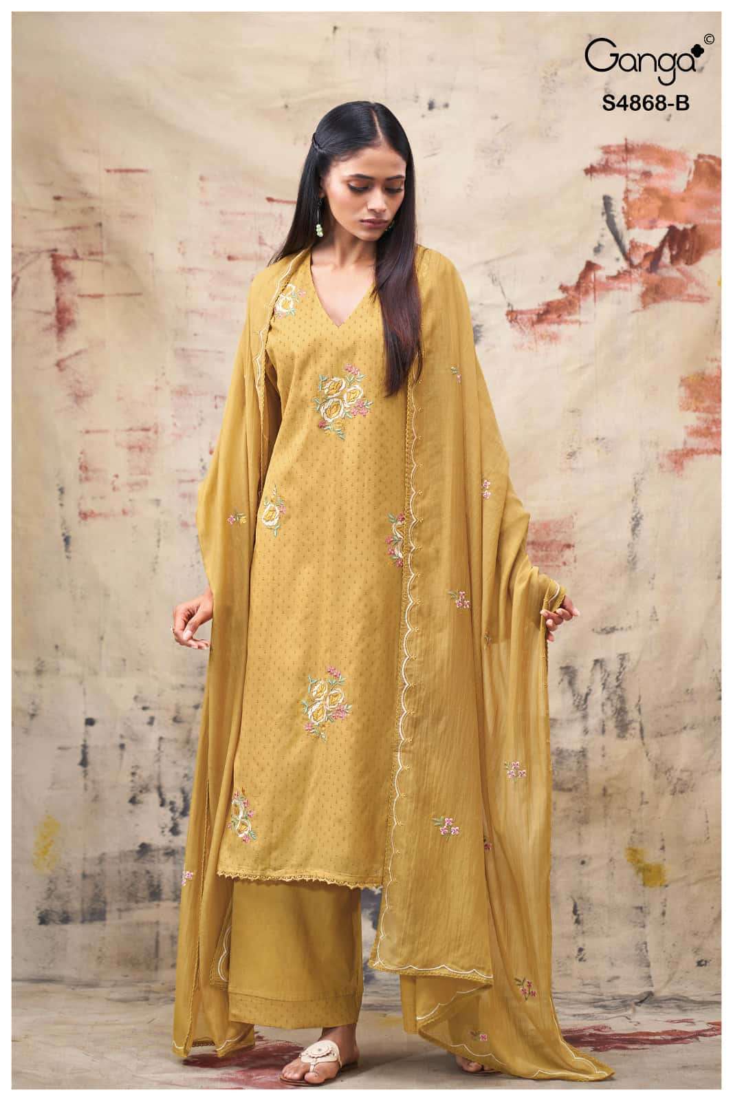 Ganga Fashion Divanshi 4868 Pure Bemberg Mul Dress Material