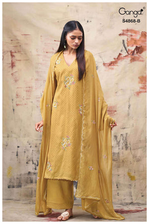 Ganga Fashion Divanshi 4868 Pure Bemberg Mul Dress Material