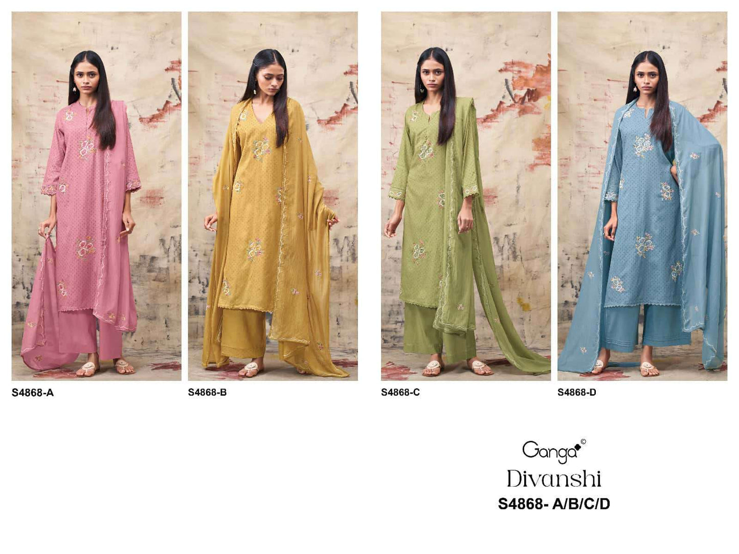 Ganga Fashion Divanshi 4868 Pure Bemberg Mul Dress Material