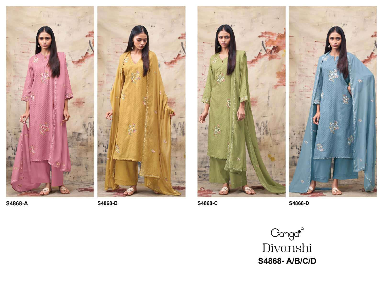 Ganga Fashion Divanshi 4868 Pure Bemberg Mul Dress Material