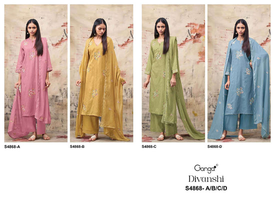 Ganga Fashion Divanshi 4868 Pure Bemberg Mul Dress Material