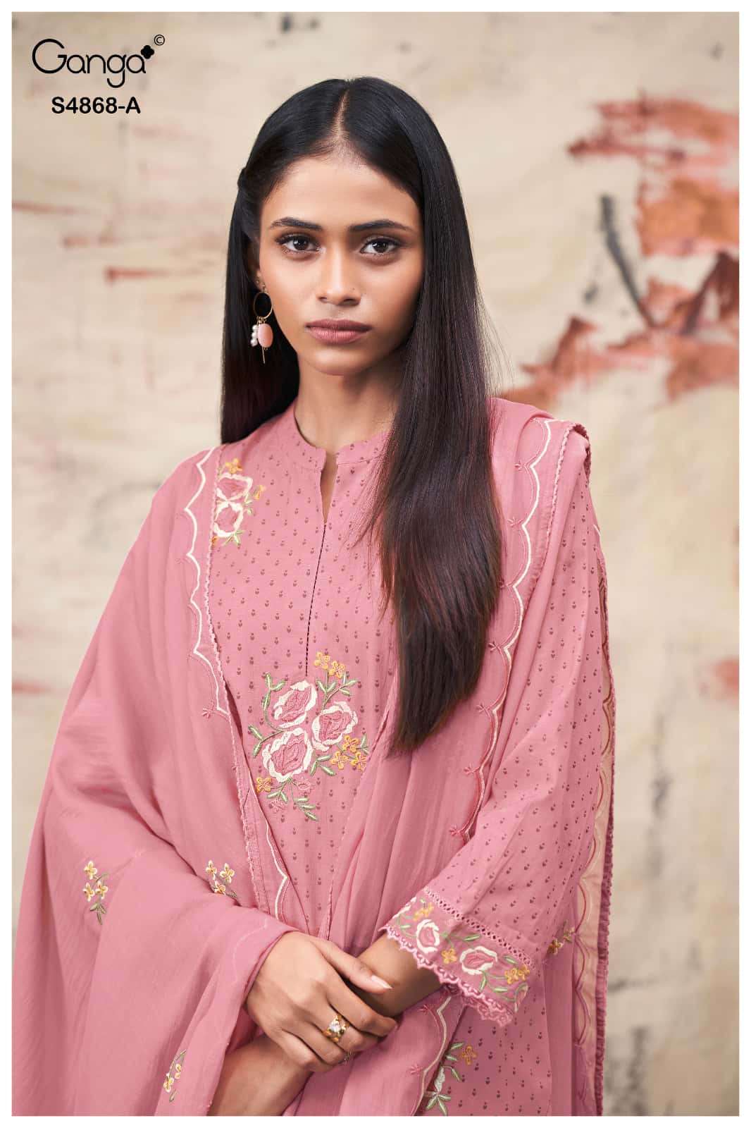 Ganga Fashion Divanshi 4868 Pure Bemberg Mul Dress Material
