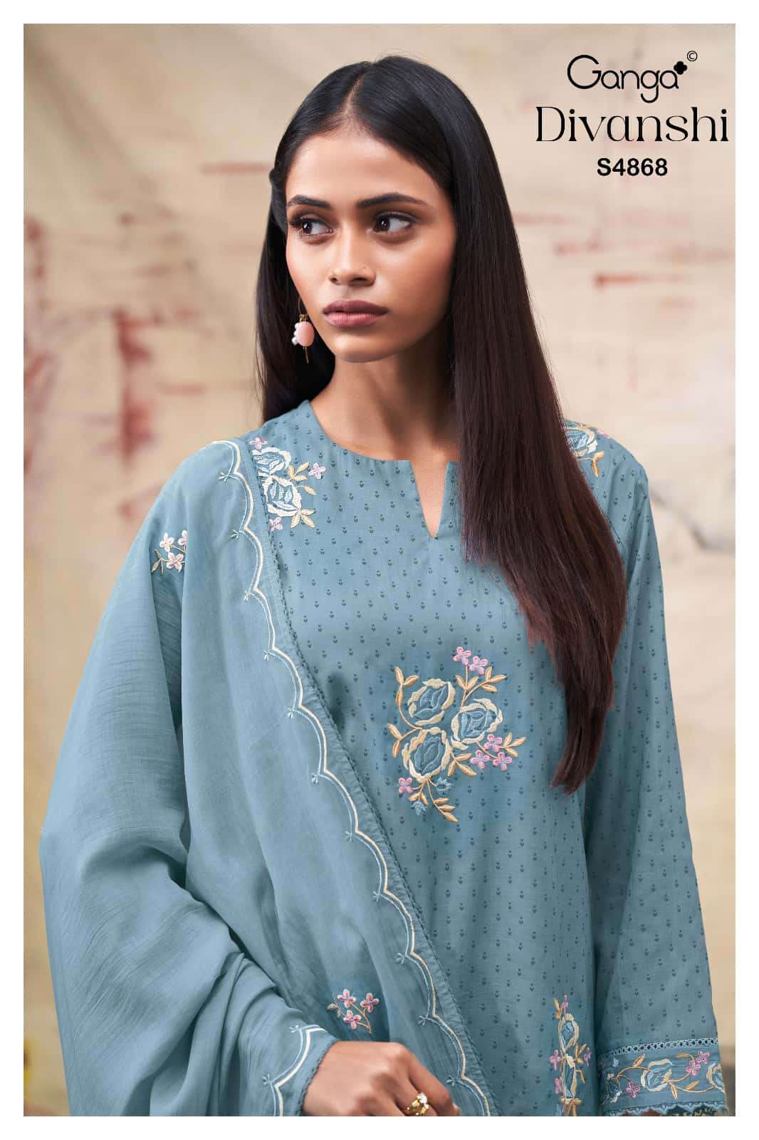 Ganga Fashion Divanshi 4868 Pure Bemberg Mul Dress Material