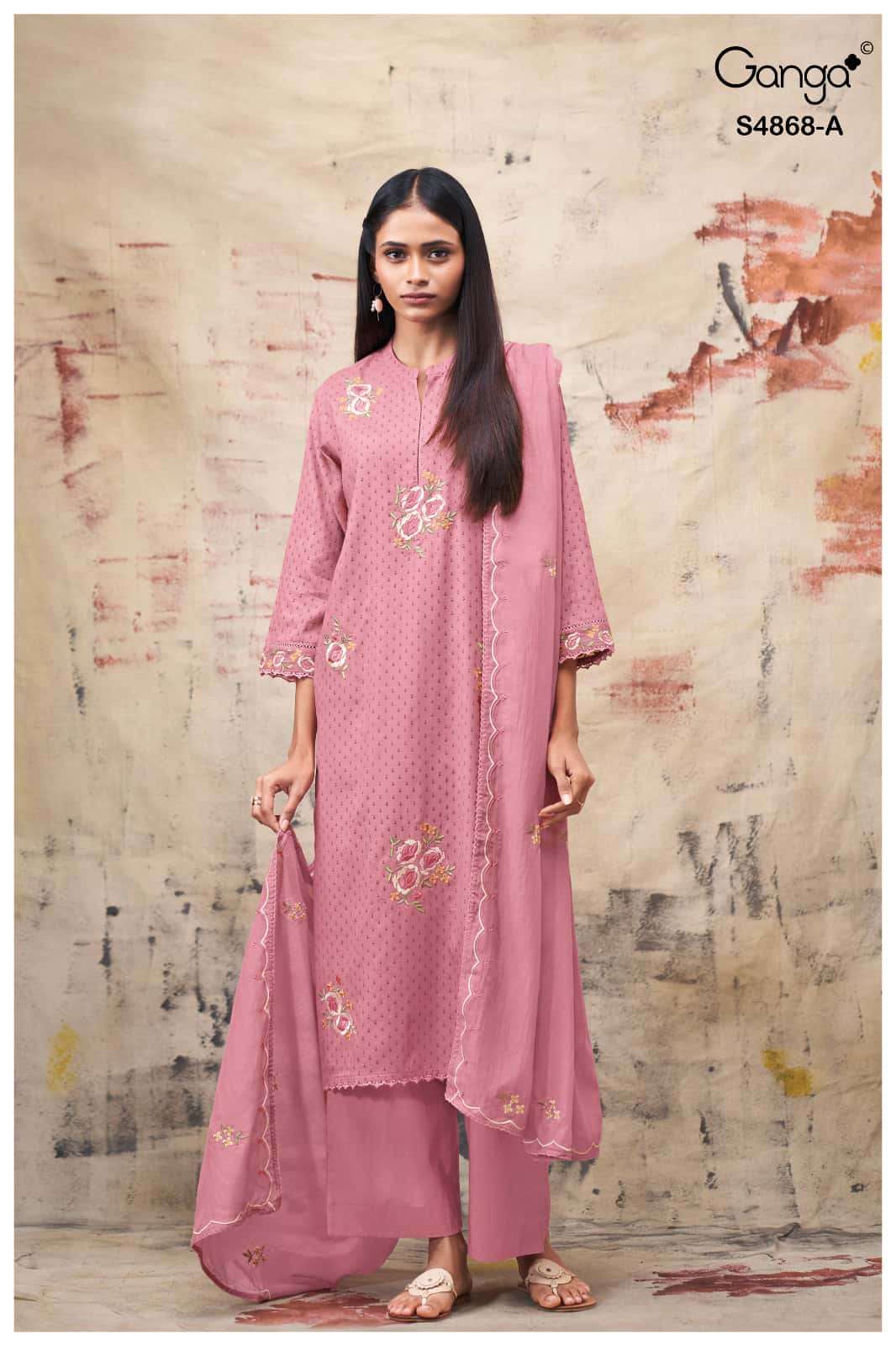 Ganga Fashion Divanshi 4868 Pure Bemberg Mul Dress Material