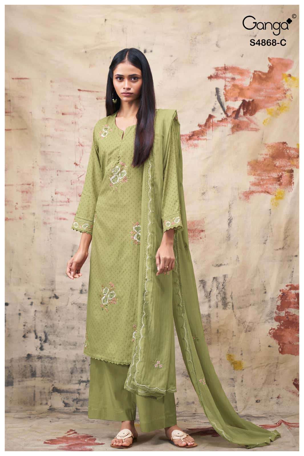 Ganga Fashion Divanshi 4868 Pure Bemberg Mul Dress Material