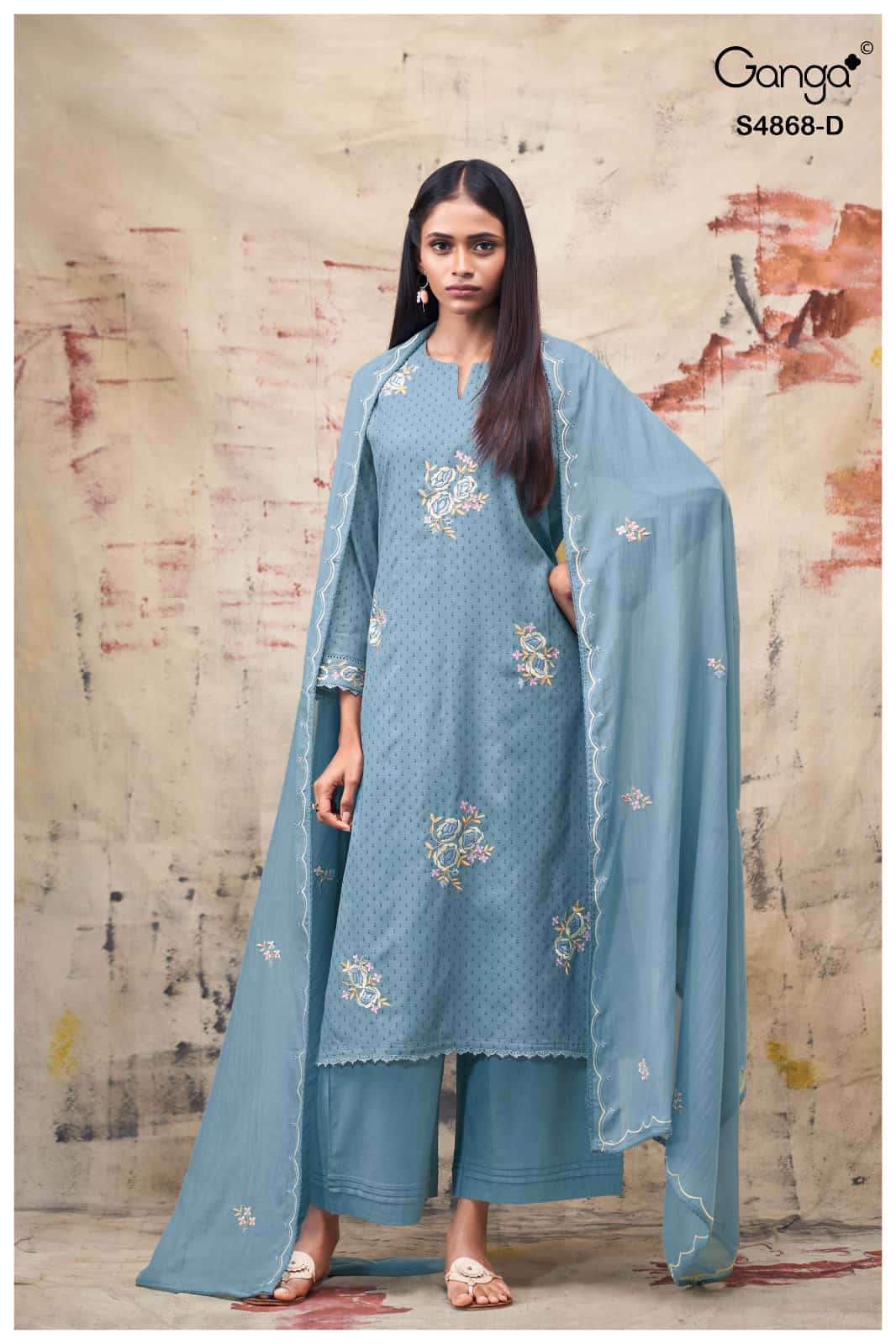 Ganga Fashion Divanshi 4868 Pure Bemberg Mul Dress Material
