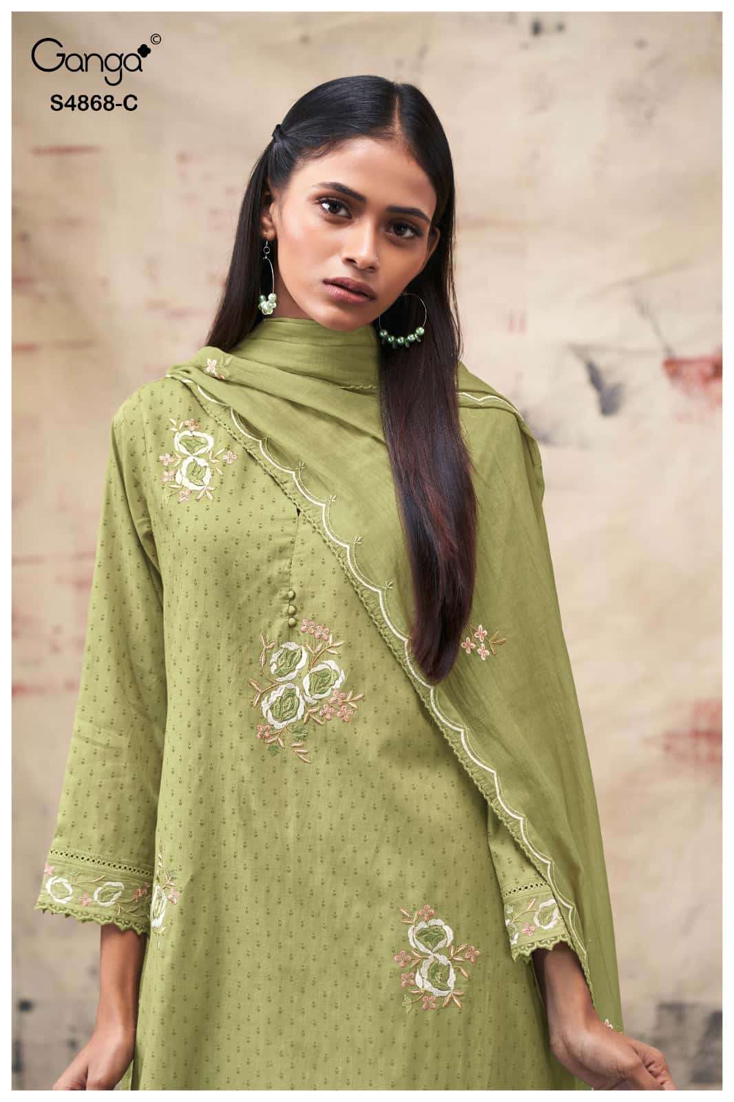 Ganga Fashion Divanshi 4868 Pure Bemberg Mul Dress Material