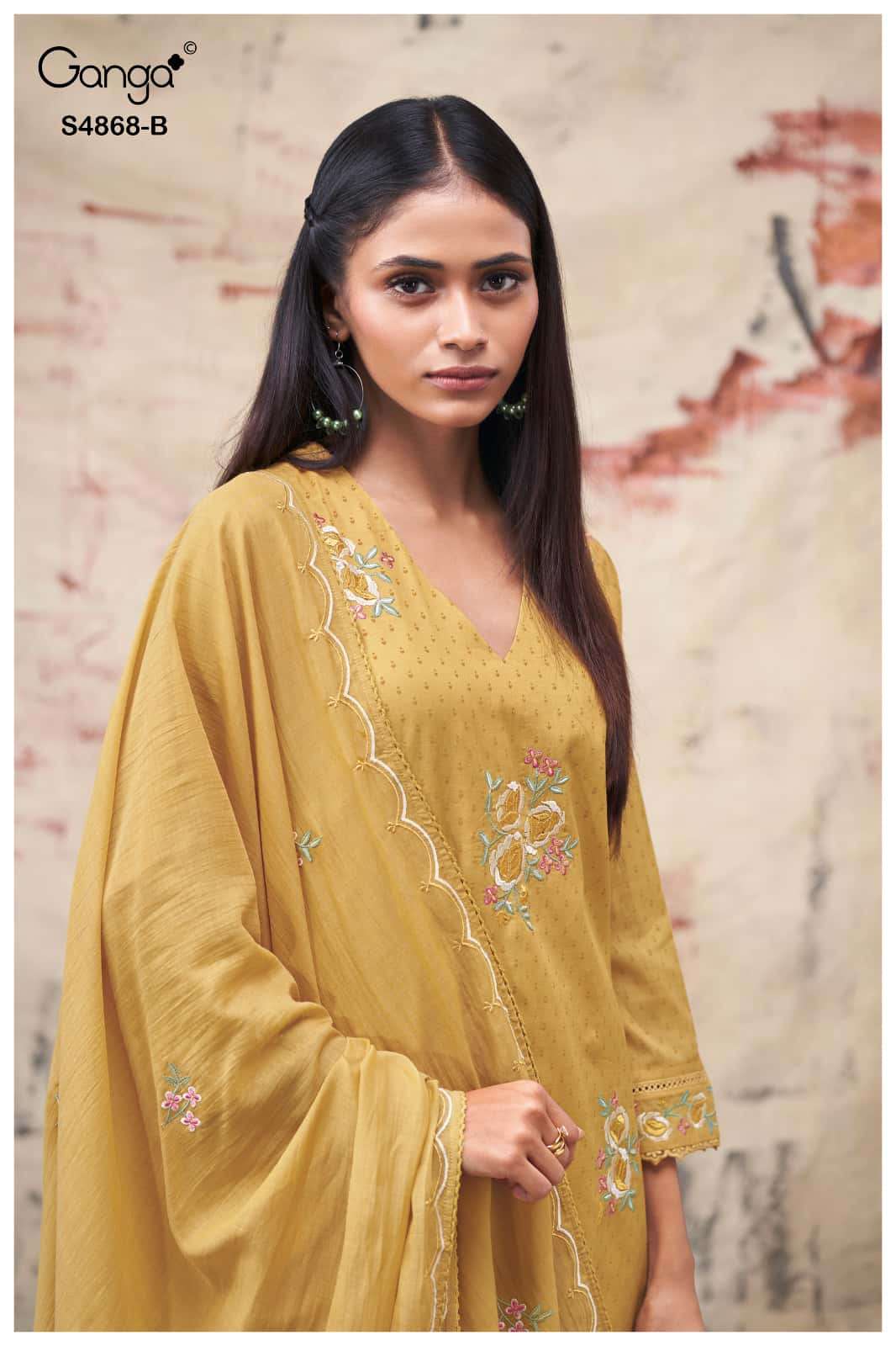 Ganga Fashion Divanshi 4868 Pure Bemberg Mul Dress Material