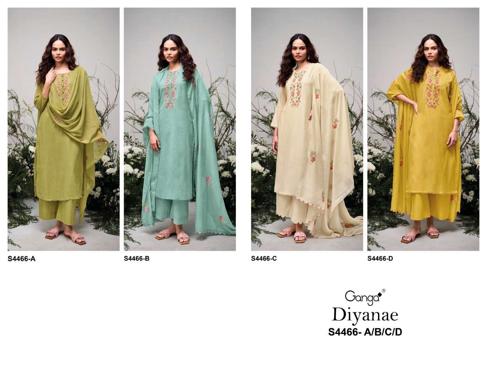 Ganga Fashion Diyanae 4466 Premium Pure Mul Dress Material Wholesale - Amrah Wholesale