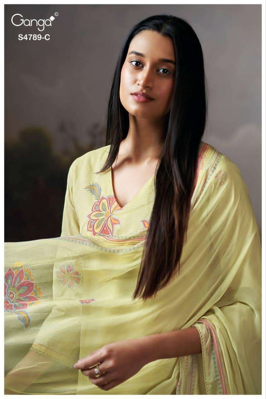 Ganga Fashion Dovinia 4789 Fancy Ladies Dress Material - Amrah Wholesale