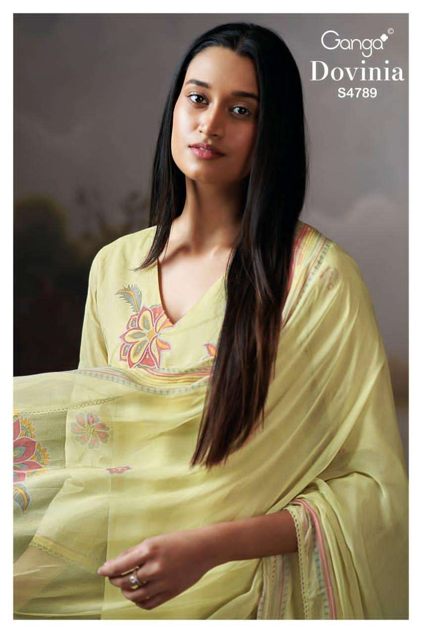 Ganga Fashion Dovinia 4789 Fancy Ladies Dress Material - Amrah Wholesale