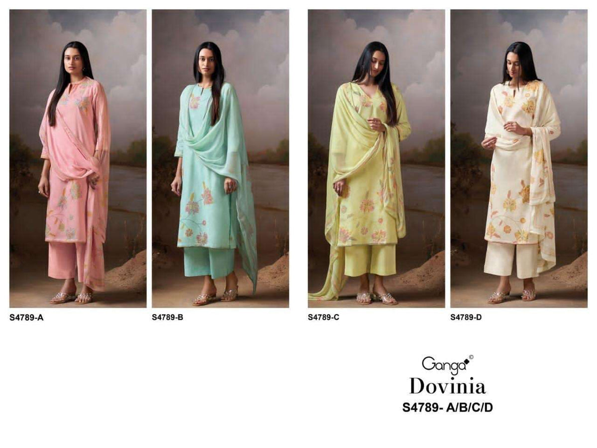 Ganga Fashion Dovinia 4789 Fancy Ladies Dress Material - Amrah Wholesale