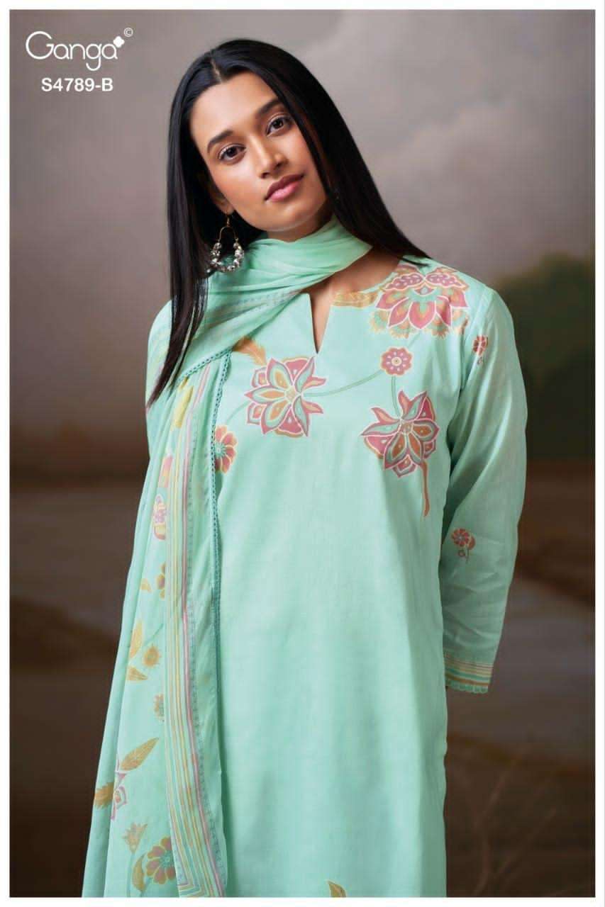Ganga Fashion Dovinia 4789 Fancy Ladies Dress Material - Amrah Wholesale