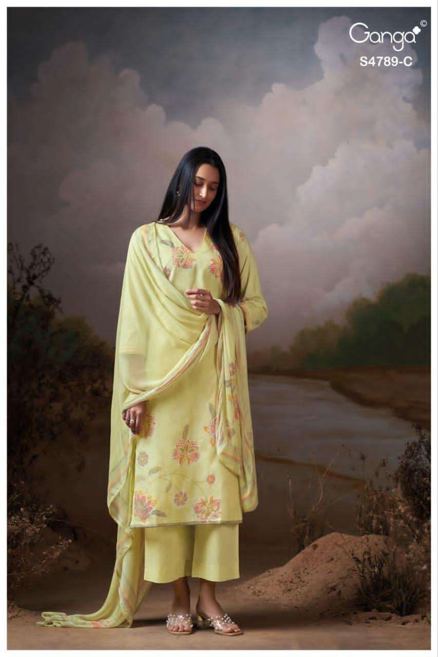 Ganga Fashion Dovinia 4789 Fancy Ladies Dress Material - Amrah Wholesale