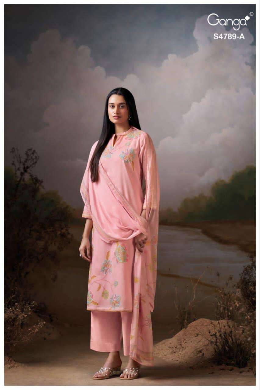 Ganga Fashion Dovinia 4789 Fancy Ladies Dress Material - Amrah Wholesale